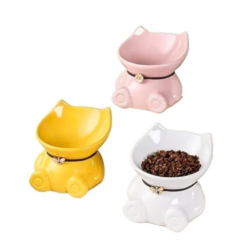 Haustier-Katzennapf, Keramik-Futternapf, schräger Mund, Hundenapf, Katzentrinknapf, hoher Fußschutz, Halswirbelsäule (Color : Yellow Trumpet) von BLBTEDUAMDE