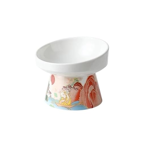 Katzennapf im chinesischen Stil, Keramik, Tierfutter, Wasserspender, erhöhte Katzen, Trink- und Futternapf, klein (Color : Red M) von BLBTEDUAMDE