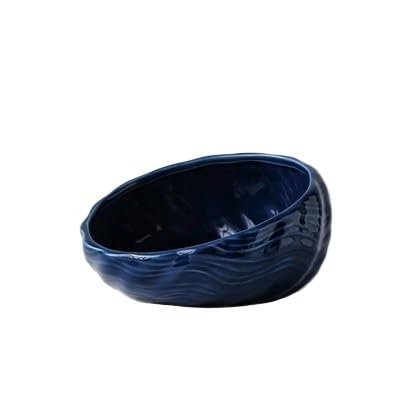 Keramik-Futternapf, schützt die Wirbelsäule, Tisch, hoher Fuß, große, schräge, niedliche Cartoon-Futterschale for Hunde und Katzen (Color : Blue-01, Size : M) von BLBTEDUAMDE