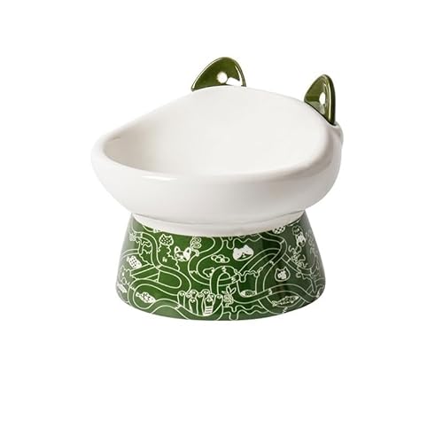 Keramik-Futternapf for Katzen, Futternapf for Kätzchen und Welpen, Trinkwassernapf mit großem Durchmesser, Futternapf for Hunde (Color : Green) von BLBTEDUAMDE