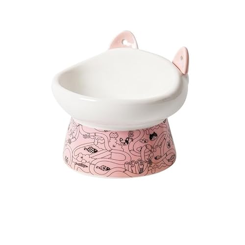 Keramik-Futternapf for Katzen, Futternapf for Kätzchen und Welpen, Trinkwassernapf mit großem Durchmesser, Futternapf for Hunde (Color : Pink) von BLBTEDUAMDE