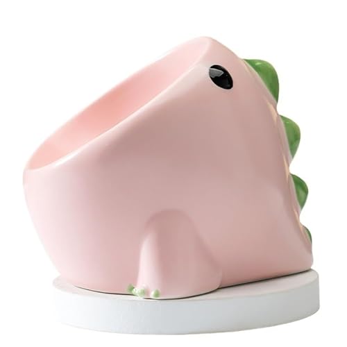 Personalisierter Katzennapf for Nassfutter, lustige Kaffeenäpfe, erhöhter, hoch angehobener, wassergekippter Welpe aus Keramik (Color : Pink) von BLBTEDUAMDE