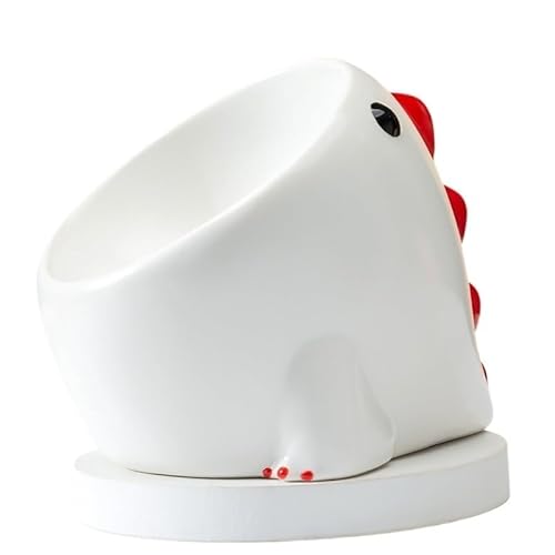 Personalisierter Katzennapf for Nassfutter, lustige Kaffeenäpfe, erhöhter, hoch angehobener, wassergekippter Welpe aus Keramik (Color : White) von BLBTEDUAMDE