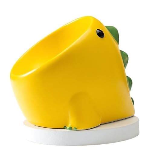 Personalisierter Katzennapf for Nassfutter, lustige Kaffeenäpfe, erhöhter, hoch angehobener, wassergekippter Welpe aus Keramik (Color : Yellow) von BLBTEDUAMDE