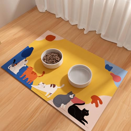 BLESWIN Haustier Fütterungsmatten 40x60CM, Wasserabsorbierende Matte für Hundenapf, Große Hundematten für Futter und Wasser, rutschfeste Futtermatten, Hundenapfmatte für unordentliche Trinker, Katze von BLESWIN