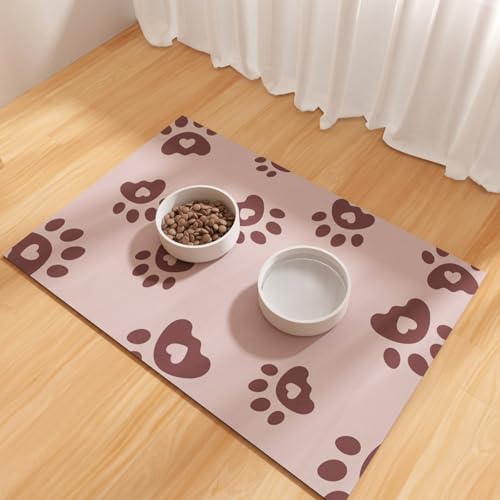 Bleswin Haustier Fütterung Matte 40x60cm, Absorbierende Tierfutter Matte, Hundefutter Matte Groß, Gummi Hund Matten Sind rutschfest und Wasserdicht, Um Böden Zu Schützen, Rosa von BLESWIN