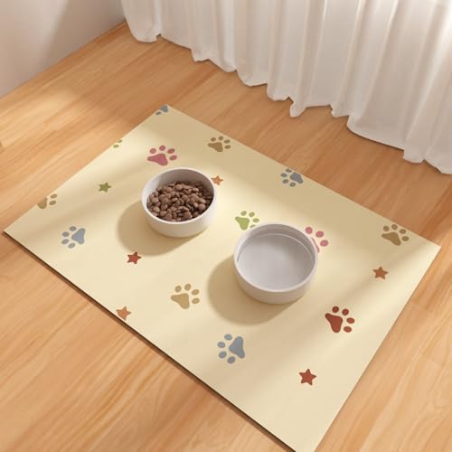 Hundefütterungsmatte 40x60cm, Saugfähige Matte für Den Wassernapf des Hundes, Gummifuttermatte für Haustiere, Haustierfuttermatten für Den Boden, Haustierplatzmatten für Futter Und Wasser, Beige von BLESWIN