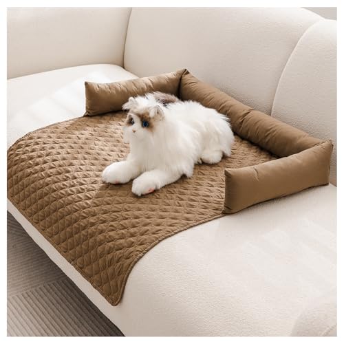 BLGVGKLPNT Pet Ice Mat Cooling Mat, Hundebett Weiches und Warmes Matten Hundekissen Waschbarn kuschelig Umkehrbar Haustier Sofakissen, Komfortabel Haustier Kühlbett (Camel,90x120cm) von BLGVGKLPNT