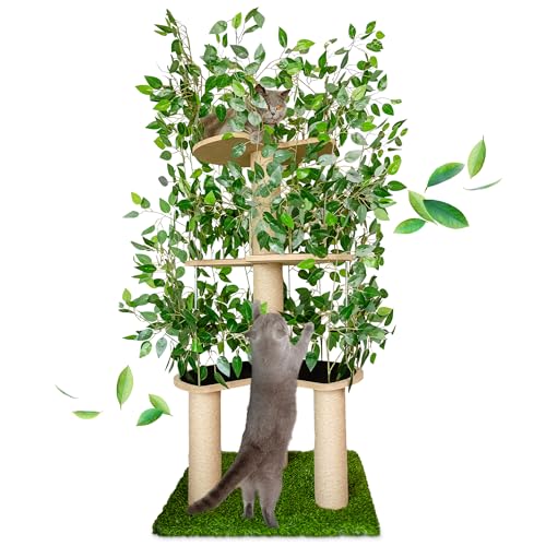 BLH Kratzbaum Katzenbaum groß stabil | Aktivitätskratzbaum Natur mit Jute XXL | Kletterturm für mehrere Katzen Katzenmöbel | von BLH Living & Home