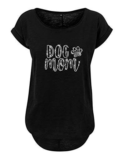 BlingelingShirts Damen Fun Shirt Dog Mom Hunde Sprüche Hundemutti Stolze Hunde Mama, schwarz, Gr. L Evi von BLINGELING