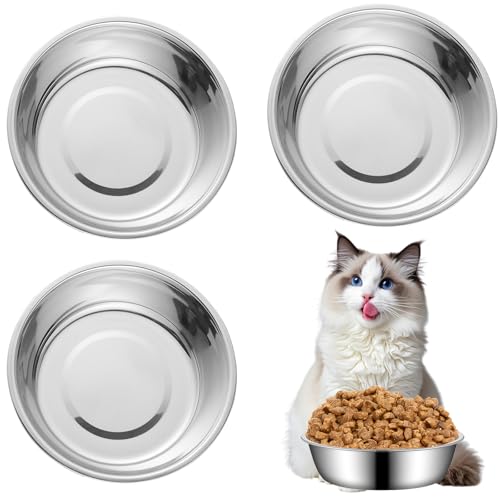 BLMHTWO Katzennapf aus Edelstahl, erhöhter Katzennapf mit Edelstahl-Metall-Katzennäpfen, Katzenfutternapf aus Metall für Katzen, Welpen und Haustiere, Futter- und Wasserfütterung, 3 Stück BLMHTWO Katzennapf aus Edelstahl, erhöhter Katzennapf mit Edelstahl-Metall-Katzennäpfen, Katzenfutternapf aus Metall für Katzen, Welpen und Haustiere, Futter- und Wasserfütterung, 3 Stück von BLMHTWO