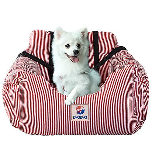 BLOBLO Sitzerhöhung für Hunde,für Kleine bis Mittelgroße Hunde mit Einem Gewicht unter 16kg,mit Seitentasche und Hundeleine, Abnehmbarer und Waschbarer Haustier Sitzbezug,Hunde Auto Reisebett (Rot) von BLOBLO