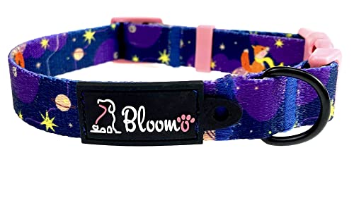 BLOOMO Hundehalsband Handarbeit, Verstellbares, Weich & Komfort Nylon Hunde Halsband für Kleine Mittlere und Große Hunde. Einzigartiges Design (L/25mm, Kleiner Prinz und die Sterne) von BLOOMO