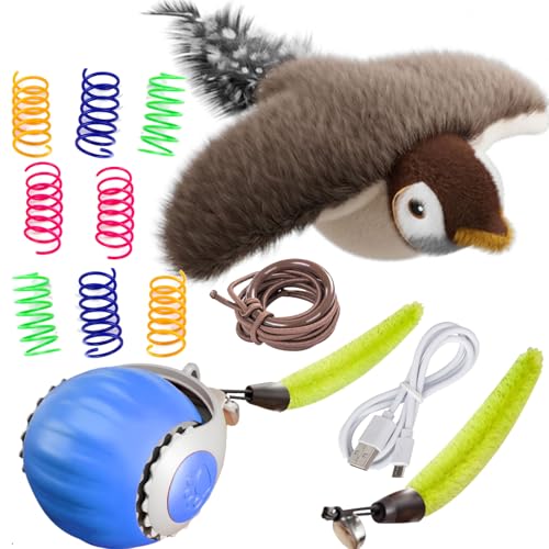BLOOOK Interaktives Katzenspielzeug Vogel Interaktiver Spielball für Katzen Spielzeug Ball Speedy Tail 3.0 Katzenball Katzen Spiralen Katzenspielzeug Selbstbeschäftigung Katzen Zubehör Indoor von BLOOOK