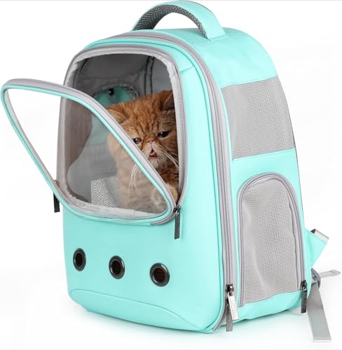 Haustier-Tragerucksack, Blasen-Rucksack für Katzen und Welpen, von Fluggesellschaften zugelassen, entworfen für Reisen, Wandern, Spazierengehen und den Einsatz im Freien (grün) von BLOSSOMLIFE