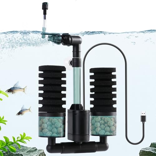 BLOTFISH Aquarium Doppel Schwamm Filter, 3W Leise Elektrische Fisch Tank Filter, Tauchbare Aquarium Filterpumpe mit 2 Schwämmen und Bio Keramik Filterkugeln, für 130-150L Aquarien BLOTFISH Aquarium Doppel Schwamm Filter, 3W Leise Elektrische Fisch Tank Filter, Tauchbare Aquarium Filterpumpe mit 2 Schwämmen und Bio Keramik Filterkugeln, für 130-150L Aquarien von BLOTFISH