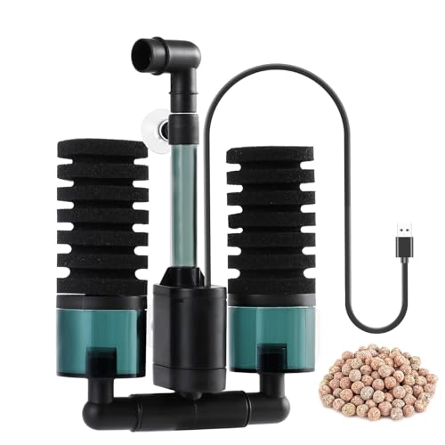 BLOTFISH Aquarium Doppel Schwamm Filter, 3W Leise Elektrische Fisch Tank Filter, Tauchbare Aquarium Filterpumpe mit 2 Schwämmen und Bio Keramik Filterkugeln, für 130-150L Aquarien BLOTFISH Aquarium Doppel Schwamm Filter, 3W Leise Elektrische Fisch Tank Filter, Tauchbare Aquarium Filterpumpe mit 2 Schwämmen und Bio Keramik Filterkugeln, für 130-150L Aquarien von BLOTFISH