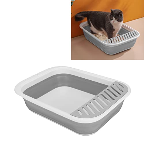 BLSYHDH Katzentoilette, Halbgeschlossene, Leicht zu Reinigende, Faltbare Kätzchentoilette, wasserdichte Katzen-Reisetoilette, Katzentoilette mit Streusiebschaufel für Katzen, Kätzchen, Kleine(Grau) BLSYHDH Katzentoilette, Halbgeschlossene, Leicht zu Reinigende, Faltbare Kätzchentoilette, wasserdichte Katzen-Reisetoilette, Katzentoilette mit Streusiebschaufel für Katzen, Kätzchen, Kleine(Grau) von BLSYHDH