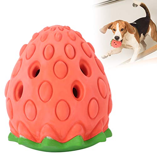 BLSYHDH Kauspielzeug für Hunde, Erdbeerform, Hunde-Puzzle-Spielzeug, Zahnreinigungsbälle, Kauspielzeug für Hunde, Futterspender, Spielzeugball, Interaktiver Hunde-Leckerli-Ball,(Erdbeer-Stil) von BLSYHDH