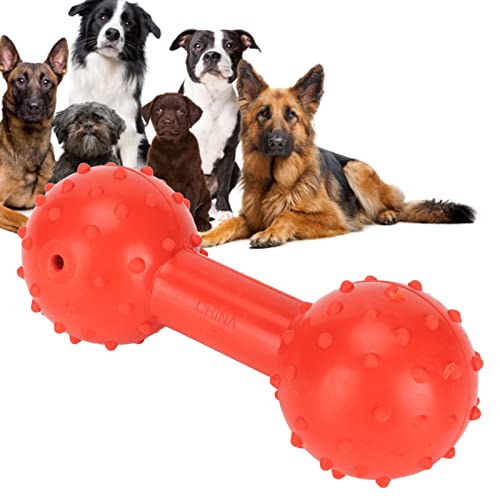 BLSYHDH Langhantelförmiges Gummi-Hundespielzeug, Interaktives Hunde-Leckerli-Spielzeug, Kauen, Zähneknirschen, Hunde-Leckerli-Spender, Futterleck-Design, Hunde-Puzzle-Spielzeug, Gummi-Hund, Reduziert von BLSYHDH