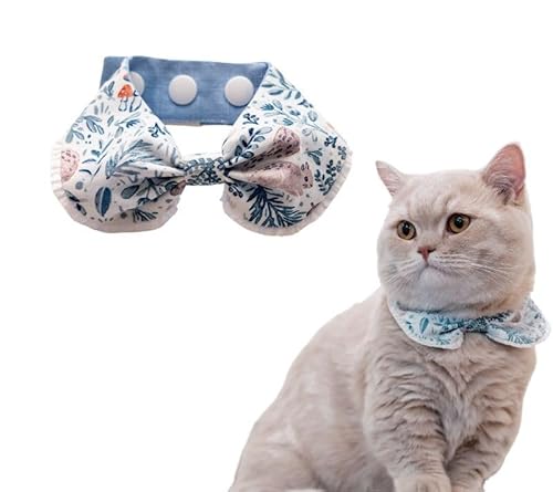 Haustier-Bandana, Halsband-Schal für Katzen und kleine Hunde, hochwertiger Stoff, 3 Größen, verstellbarer Dreifach-Schnappverschluss (Größe M, Blüteneichhörnchen) von BLUE BAY