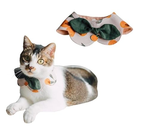 Haustier-Bandana, Halsband für Katzen und Hunde, verstellbarer Dreifach-Schnappverschluss, Halsumfang bis zu 30,5 cm, bequemes, modisches Accessoire (Tangerinenblüte), Größe S (Halsumfang bis 25,4 cm) von BLUE BAY