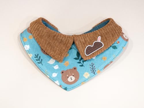Haustier-Bandana für Katzen und Hunde, weiches und strapazierfähiges Haustierschal, erhältlich in 5 Ausführungen, S/M/L/XL, verstellbarer Dreifach-Schnappverschluss (türkiser Bär, Medium) von BLUE BAY