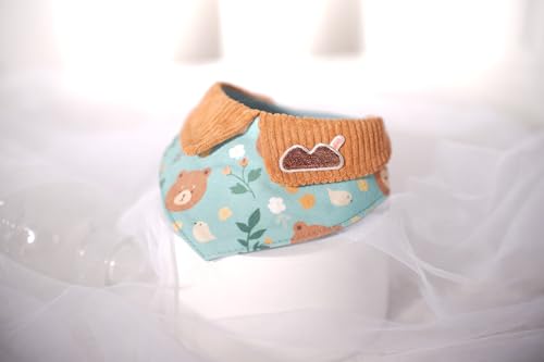 Haustier-Bandana für Katzen und Hunde, weiches und strapazierfähiges Haustierschal, erhältlich in 5 Ausführungen, S/M/L/XL, verstellbarer Dreifach-Schnappverschluss (türkiser Bär, klein) von BLUE BAY