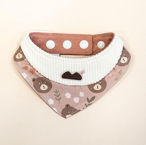 Haustier-Halstuch für Katzen und Hunde, weicher und strapazierfähiger Haustier-Schal, erhältlich in 5 Ausführungen, S/M/L/XL, verstellbarer Dreifach-Schnappverschluss (Pinky Bear, klein) von BLUE BAY