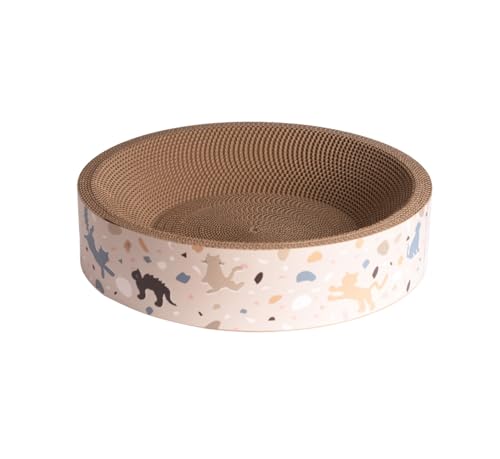 Katzenkratzer Lounge Bett | Langlebiges Recyclingbrett zum Schutz von Möbeln | Katzenkratznapf (Beige Creme) von BLUE BAY