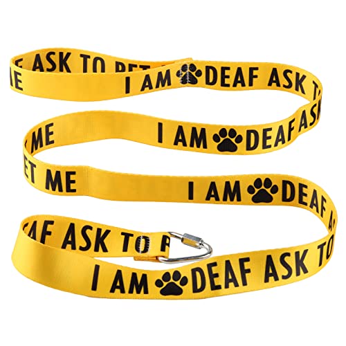 Lustige Hundeleine, mit Aufschrift "I Am Deaf Ask to Pet Me" (I Am Deaf Ask to Pet Me-YE) von BLUPARK
