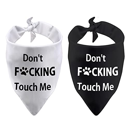 Generic Lustiges Hundehalstuch, Aufschrift "Don't Fucking Touch Me", Dreieckstuch für Haustiere, 2 Stück (1 Stück) von BLUPARK