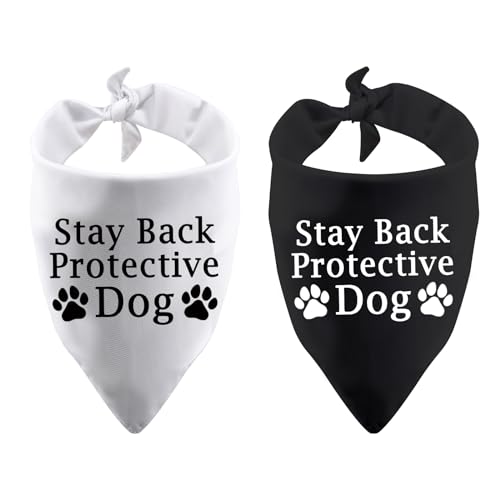 Lustiges Hundehalstuch, Hundehalstuch, dreieckig, bedruckt, für Haustiere, Geburtstagsgeschenk (Stay Back Protective Dog) von BLUPARK