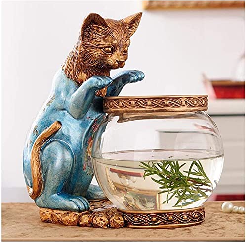 BMAES Katzen-Aquarium, Kunstharz, Heimdekoration, Wohnzimmer, Arbeitszimmer, Dekoration, Skulptur, Geburtstag, Einweihungsgeschenk, (Farbe: Blau) von BMAES