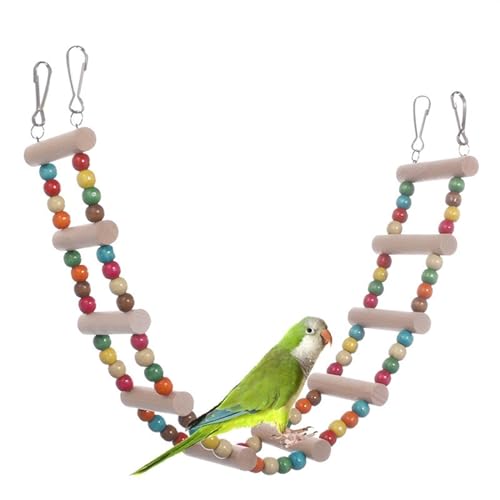 BMOZRM Vogelspielzeug, Wellensittich Spielzeug, Kleiner Vogel, Tintenfischknochen, Kalzium-Schaukelring, Nymphensittich Spielzeug Zubehör, Utensilien(Color:Climbing Ladder,Size:XL) von BMOZRM