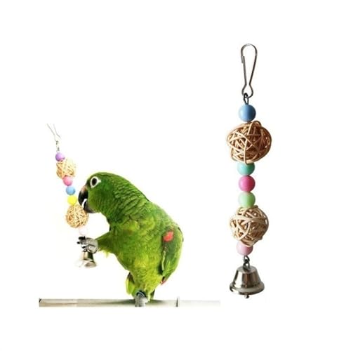 BMOZRM Vogelspielzeug, Wellensittich Spielzeug, Kleiner Vogel, Tintenfischknochen, Kalzium-Schaukelring, Nymphensittich Spielzeug Zubehör, Utensilien(Color:Rattan Ball,Size:M) von BMOZRM