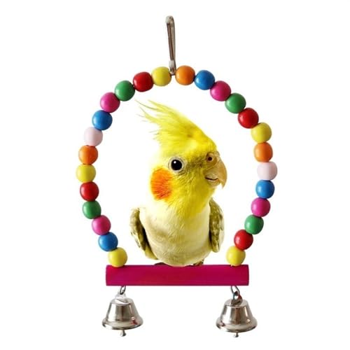 BMOZRM Vogelspielzeug, Wellensittich Spielzeug, Kleiner Vogel, Tintenfischknochen, Kalzium-Schaukelring, Nymphensittich Spielzeug Zubehör, Utensilien(Color:Swing,Size:M) von BMOZRM