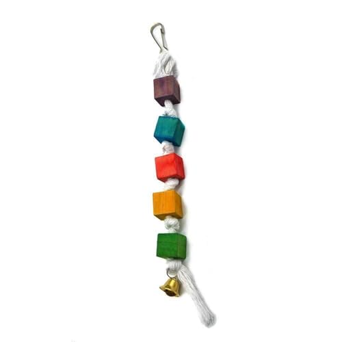 BMOZRM Vogelspielzeug, Wellensittich Spielzeug, Kleiner Vogel, Tintenfischknochen, Kalzium-Schaukelring, Nymphensittich Spielzeug Zubehör, Utensilien(Color:Wooden Cube,Size:M) von BMOZRM