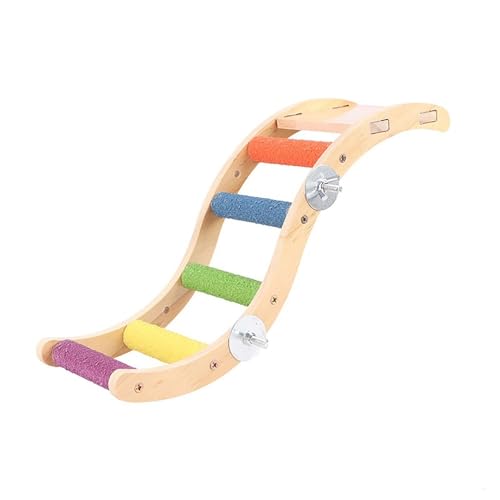 BMOZRM Vogelspielzeug, Wellensittich Spielzeug Kletterleiter, Schaukelleiter, Gefrostete Standstange, Stehstock, Klettern Und Knabbern Von Nymphensittich Spielzeug(Color:S-Color-A,Size:M) von BMOZRM