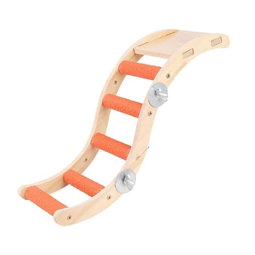 BMOZRM Vogelspielzeug, Wellensittich Spielzeug Kletterleiter, Schaukelleiter, Gefrostete Standstange, Stehstock, Klettern Und Knabbern Von Nymphensittich Spielzeug(Color:S-Orange,Size:M) von BMOZRM