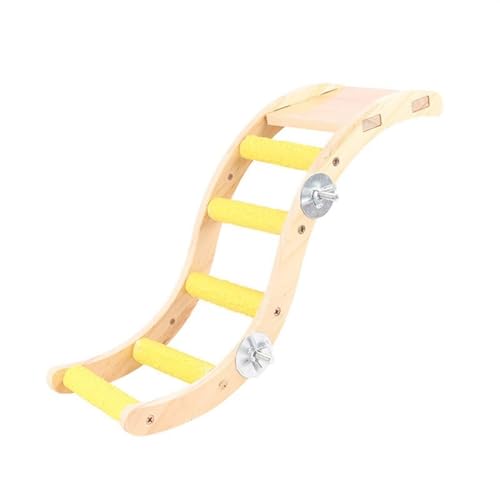 BMOZRM Vogelspielzeug, Wellensittich Spielzeug Kletterleiter, Schaukelleiter, Gefrostete Standstange, Stehstock, Klettern Und Knabbern Von Nymphensittich Spielzeug(Color:S-Yellow,Size:M) von BMOZRM
