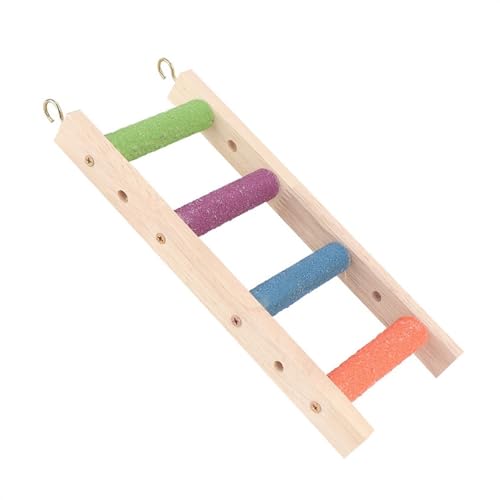 BMOZRM Vogelspielzeug, Wellensittich Spielzeug Kletterleiter, Schaukelleiter, Gefrostete Standstange, Stehstock, Klettern Und Knabbern Von Nymphensittich Spielzeug(Color:Straight Ladder,Size:S) von BMOZRM