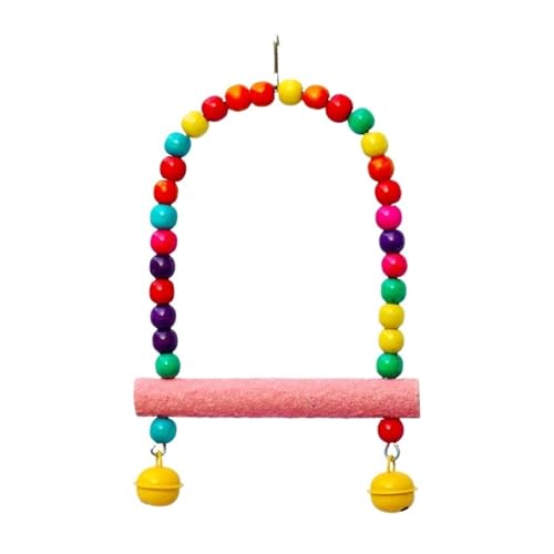 BMOZRM Vogelspielzeug, Wellensittich Spielzeug Kletterleiter, Schaukelleiter, Gefrostete Standstange, Stehstock, Klettern Und Knabbern Von Nymphensittich Spielzeug(Color:Swing-Pink Stick,Size:L) von BMOZRM