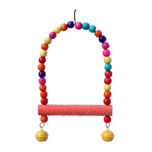 BMOZRM Vogelspielzeug, Wellensittich Spielzeug Kletterleiter, Schaukelleiter, Gefrostete Standstange, Stehstock, Klettern Und Knabbern Von Nymphensittich Spielzeug(Color:Swing-Red Stick,Size:L) von BMOZRM