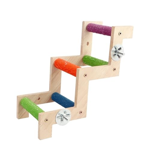 BMOZRM Vogelspielzeug, Wellensittich Spielzeug Kletterleiter, Schaukelleiter, Gefrostete Standstange, Stehstock, Klettern Und Knabbern Von Nymphensittich Spielzeug(Color:Z,Size:S) von BMOZRM