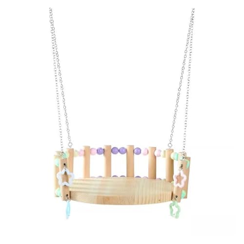 BMOZRM Wellensittich Spielzeug, Vogelspielzeug, Stehende Stableiter, Vogelhängematte, Knabberndes Nymphensittich Spielzeug Schaukel(Color:Log hammocks,Size:L) von BMOZRM