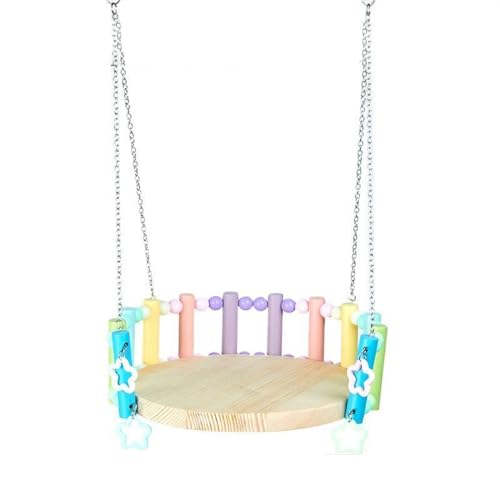BMOZRM Wellensittich Spielzeug, Vogelspielzeug, Stehende Stableiter, Vogelhängematte, Knabberndes Nymphensittich Spielzeug Schaukel(Color:Rainbow hammocks,Size:L) von BMOZRM
