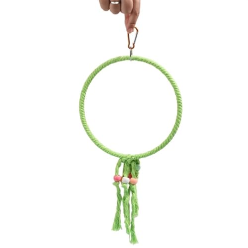 BMOZRM Wellensittich Spielzeug for Papageien-Vogelspielzeug, Schaukelringleiter, Kletterleiter, Nymphensittich Spielzeug Knabberei, Klettern, Vogelkäfig-Zubehör(Color:Circle-Green,Size:L) von BMOZRM