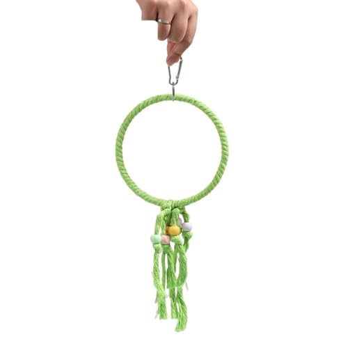 BMOZRM Wellensittich Spielzeug for Papageien-Vogelspielzeug, Schaukelringleiter, Kletterleiter, Nymphensittich Spielzeug Knabberei, Klettern, Vogelkäfig-Zubehör(Color:Circle-Green,Size:S) von BMOZRM