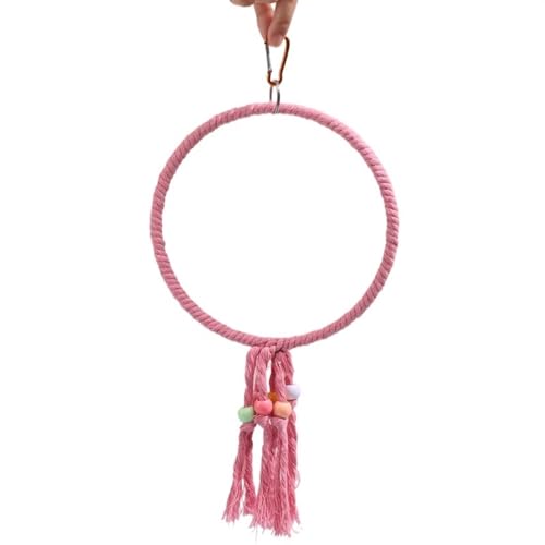 BMOZRM Wellensittich Spielzeug for Papageien-Vogelspielzeug, Schaukelringleiter, Kletterleiter, Nymphensittich Spielzeug Knabberei, Klettern, Vogelkäfig-Zubehör(Color:Circle-Pink,Size:L) von BMOZRM